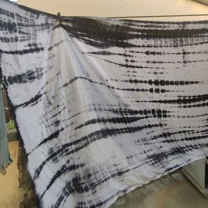 Black And White Tie Dye Print Chiffon Saree