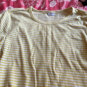 Selling White Yellow Striped Tshirt