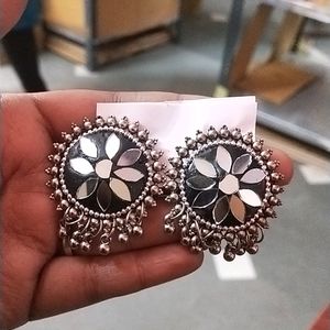 Round Black Earrings