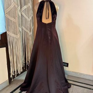 Brown Satin Velvet Gown