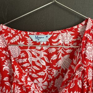 Red Cotton Floral Dress