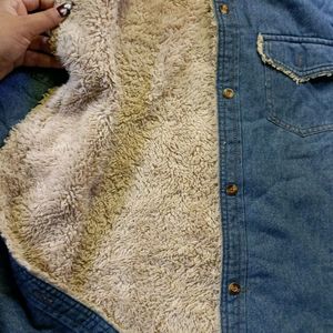 Woolen Fur Denim Shacket