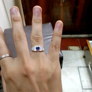 Purple Diamond Ring Pure Silver