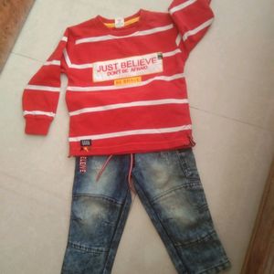 Kidzello Brand New Denim N Tshirt Set