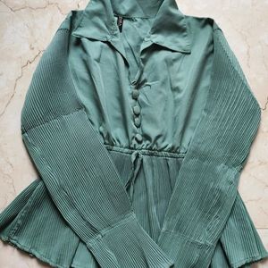 Green Full Sleeves Top For Women