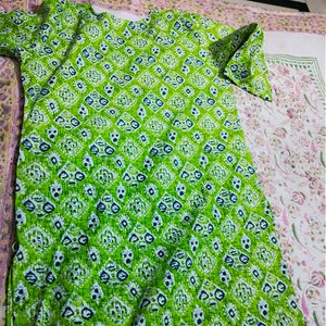 Green Cotton Kurta Set