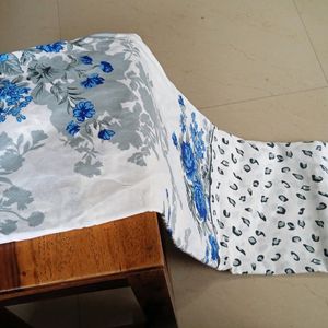 Blue Flowers Cotton Bedsheet With 2 Pillow Cover