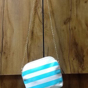 WHITE-SKY BLUE COLOUR SLING BAG FOR WOMEN