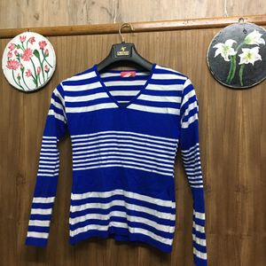 Myntra Blue Striped Sweater