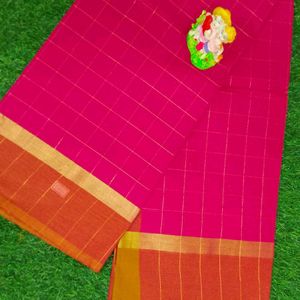 Cotton Checked Saree