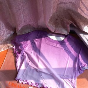 URBANIC BRAND NEW PURPLE  Ombre Sheer Crop Top