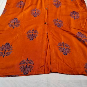 Orange Printed Kurta