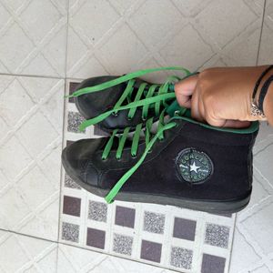 Black & Green Canvas Shoes