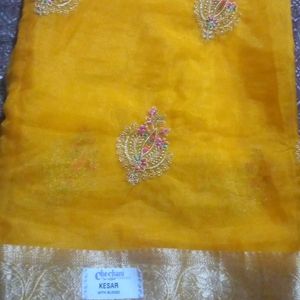 Yellow 💛 Organza Saree