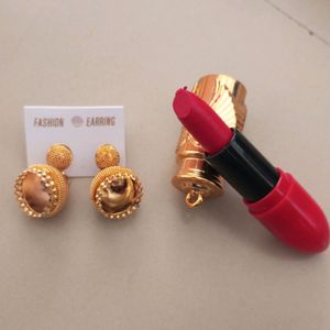 Free Gift Available ✅ 🎁 Earring And Lipstick 💄