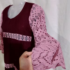 Wine Woolen Kurta