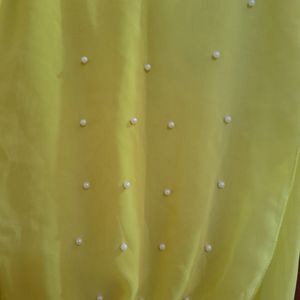 yellow cinched waist top