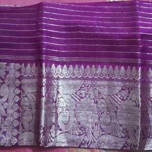 Purple Printed Sari And Toaster