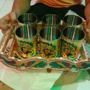 Festive Offer Beautiful Meenakari Glass Nd Tray Se