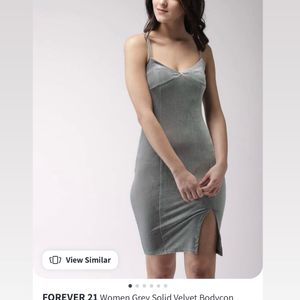 FOREVER 21 Women Grey Solid Velvet BodyconDress