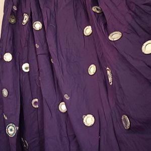 Purple Mirror Chaniyacholi With Western Blouse