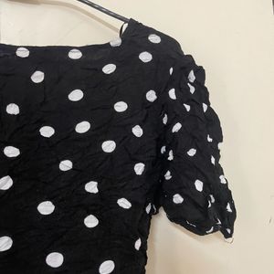 A Line Black Polka Dot Dress