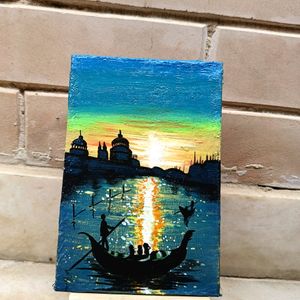 Aesthetic Mini Seascape Painting With Stand