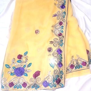 Heavy Embroidery Work Saree