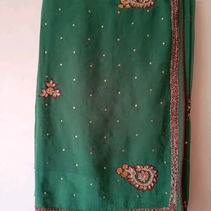 Green Red Saree