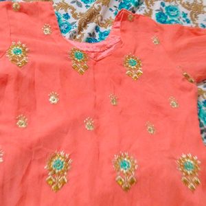 Embroidery With Some Stone Work Kurti.