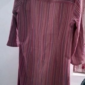 Elegant Maroon Striped Kurta by Anouk – Size XXL