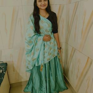 Navratri Olive Green Skirt