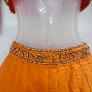 Orange Sequin Wedding Lehenga Choli