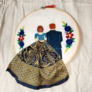 Couple Embroidery Wooden Hoop