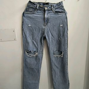 Cider High Waist Ripped Straight Leg Jeans