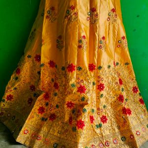 Combination Of Pink And Yellow Lehenga