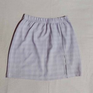 Berrylush Lavender Checked Roman Column Skirt