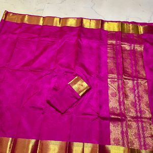 Sale!!! Pink Tussar Silk Saree. Offer!!