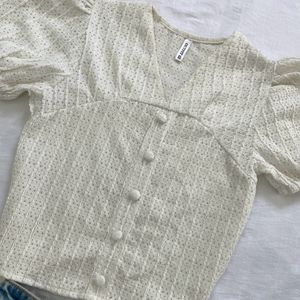 Dreamy Pinterest Cute Puff Sleeve White Top