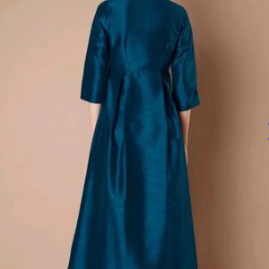 Indya Silk Blue Colour Maxi Gown Side Zip