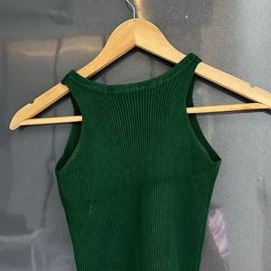 Dark Green Ribbed Tank Top