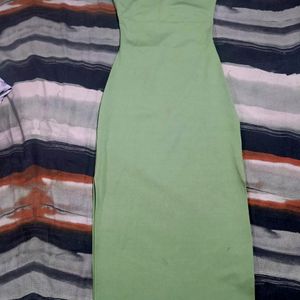 Light Green Slit Midi Party Dress