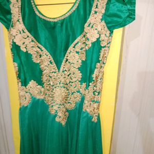 Festival Dress Like Smoothly Green Colour