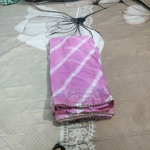 Beby Pink Lehariya Chiffon Saree