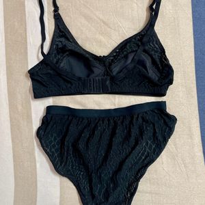 Black Zebra Design Bra Penty Set