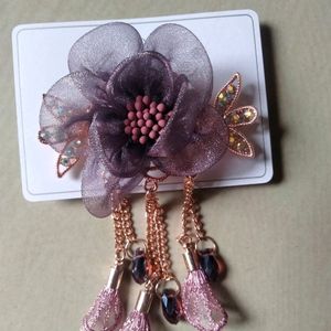 1pc Dazzling Organza Flower Tassel Hair claw