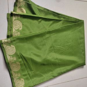 Fancy Satin Saree In Green With Silk Border