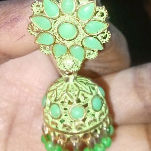 Parrot Green Jhumki Earings