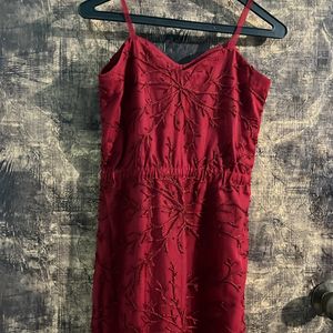 Maroon Or Wine Red Midi Dress