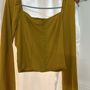 Casual Full Sleeve Solid Women Yellow Top